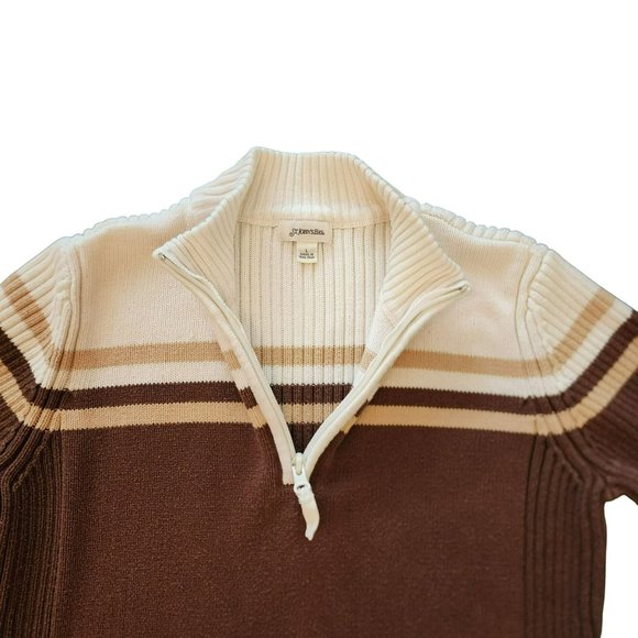 St John's Bay Striped Sweater Size Large Brown Cream - Picture 8 of 14